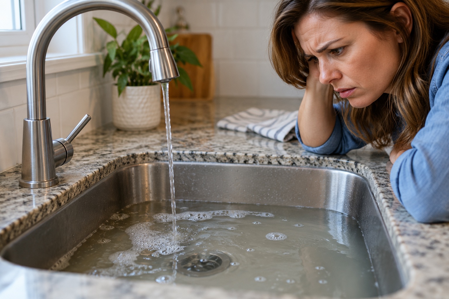 slow draining sink